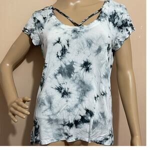 American Eagle Soft & Sexy‎ Tie-Dye T Shirt Top Size M Black & White-Boho Chic